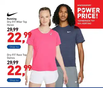 Intersport Nike Running Dry-Fit Miler Top Heren Of Dry-Fit Race Top Dames aanbieding