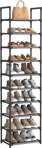 Amazon SONGMICS Schoenenrek,10 niveaus, schoenenrek, schoenenopberger, smal, 28 x 45 x 173 cm, metalen frame, planken van vliesstof, aanbieding