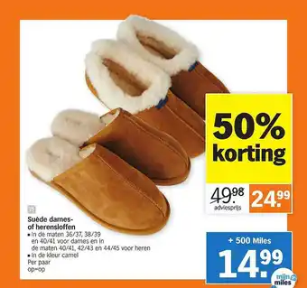 Albert Heijn Suède Dames- Of Herensloffen 50% Korting aanbieding