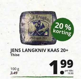 Natuurwinkel Jens Langkniv Kaas 20+ Thise 20% Korting aanbieding