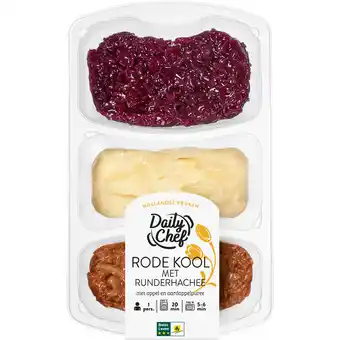 Dekamarkt Daily Chef Rode kool met runderhachee appel en aardappelpuree aanbieding