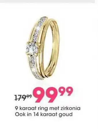 Lucardi 9 karaat ring met zirkonia ook In 14 karaat goud aanbieding