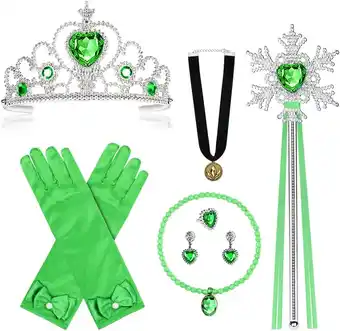 Amazon Vicloon Prinses Elsa tiara, toverstaf en kroon, set verkleedaccessoires voor feest, cosplay (7-delig) aanbieding