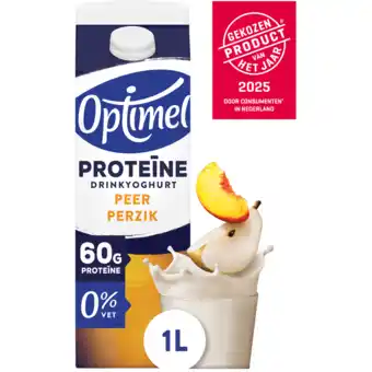 Jumbo Optimel Proteïne Drinkyoghurt Perzik Peer 0% Vet 1L aanbieding