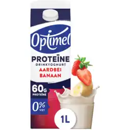 Jumbo Optimel Proteïne Drinkyoghurt Aardbei Banaan 0% Vet 1L aanbieding