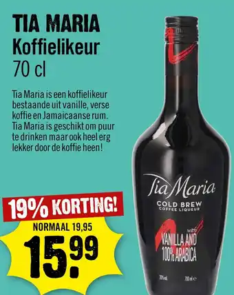 Dirck 3 TIA MARIA Koffielikeur 70 cl aanbieding