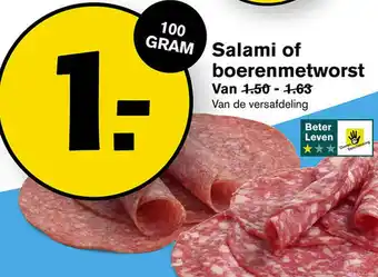 Hoogvliet Salami of boerenmetworst aanbieding