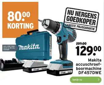 GAMMA Makita accuschroefboormachine DF457DWE aanbieding