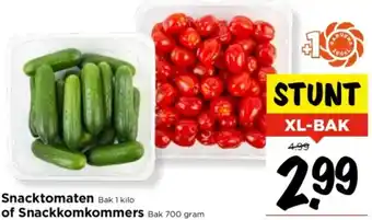 Vomar Voordeelmarkt Snacktomaten of Snackkomkommers XL-BAK aanbieding