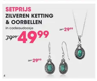 Lucardi Zilveren ketting & oorbellen in cadeaudoosje aanbieding