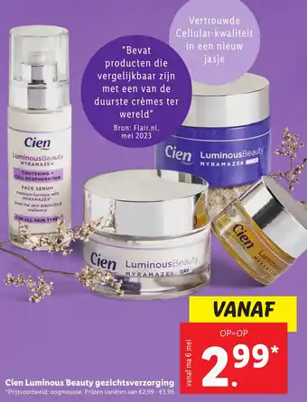 Lidl Cien luminous beauty gezichtsverzorging aanbieding