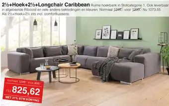 Woonsquare 21/2+Hoek+2½+Longchair Caribbean aanbieding