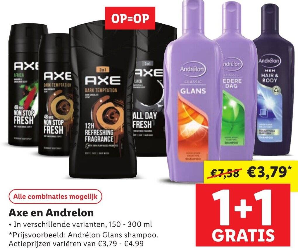 Axe en andrelon 1+1 GRATIS aanbieding bij Lidl