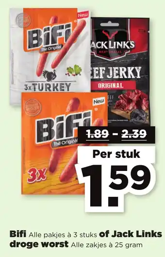 PLUS Bifi of Jack Links droge worst aanbieding