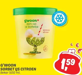 Dekamarkt G'WOON SORBET IJS CITROEN 500ml aanbieding