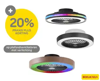 Praxis op plafondventilatoren met verlichting aanbieding