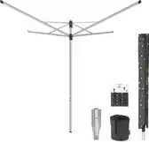 Bol.com Brabantia Lift-O-Matic Droogmolen - 40 m - met Metalen Grondanker Beschermhoes Wasknijpertasje en Wasknijpers - Metallic Grey aanbieding
