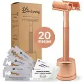 Bol.com Bamboozy Safety Razor RVS Vlinder + Houder + 20 scheermesjes Rose Gold Goud voor vrouwen dames mannen Double Edge Zero Waste aanbieding