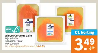 Albert Heijn Alle AH Gerookte zalm 100 GRAM aanbieding