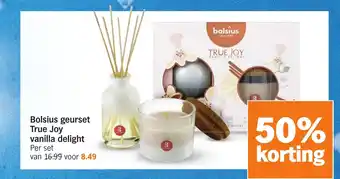 Albert Heijn Bolsius geurset True Joy vanilla delight aanbieding