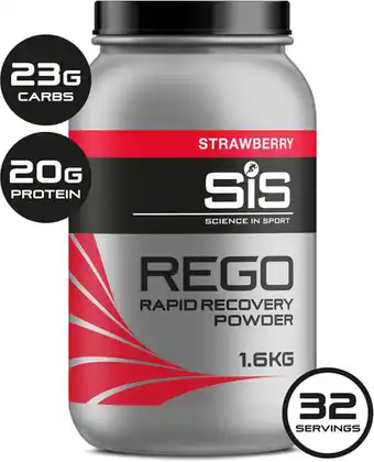 Bol.com Sis - REGO Rapid Recovery Drink poeder Post Workout proteine poeder - 20g proteine per serving - strawberry smaak - 32 Servin aanbieding