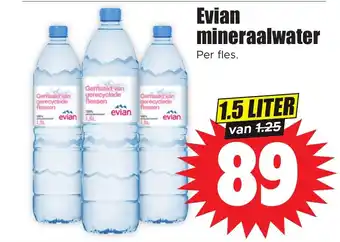 Dirk Evian mineraalwater 1.5 LITER aanbieding