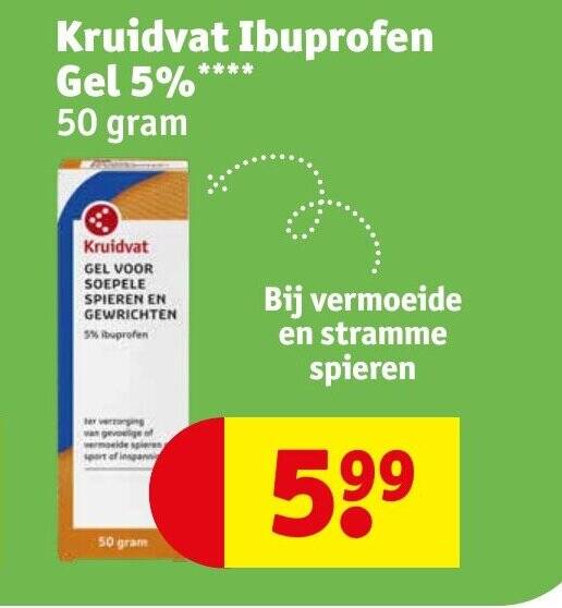 Kruidvat Ibuprofen Gel 50 gram aanbieding bij Kruidvat