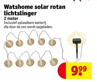 Kruidvat Watshome solar rotan lichtslinger 2 meter aanbieding