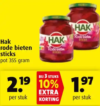 Boni Hak rode bieten sticks 355g aanbieding