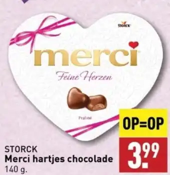 ALDI STORCK Merci hartjes chocolade 140g aanbieding