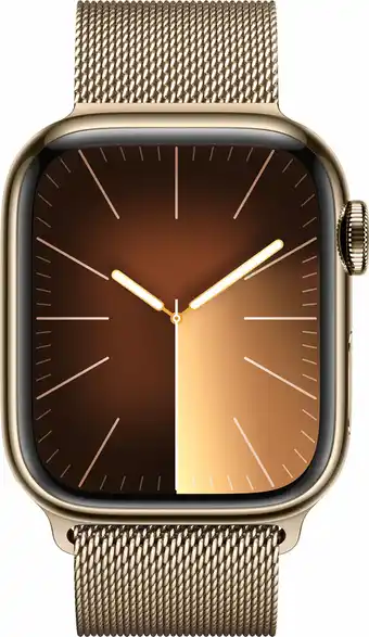 Coolblue Apple Watch Series 9 4G 41mm Goud Rvs Milanese Polsband aanbieding