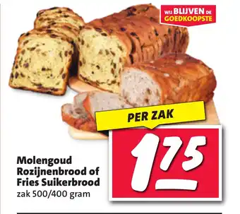 Nettorama Molengoud Rozijnenbrood of Fries Suikerbrood aanbieding