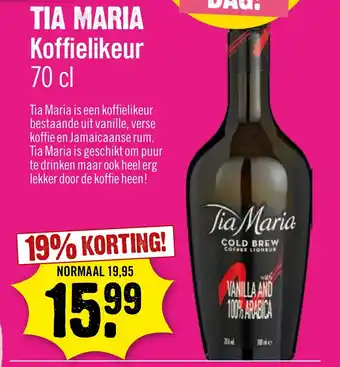 Dirck 3 TIA MARIA Koffielikeur 70 cl aanbieding