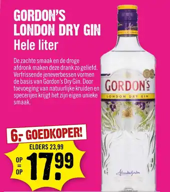 Dirck 3 GORDON'S LONDON DRY GIN Hele liter aanbieding
