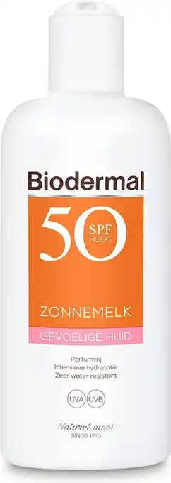 Bol.com Biodermal zonnemelk gevoelige huid - Zonnebrand voor de gevoelige huid -SPF50+ 200 ml aanbieding