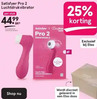 Etos Satisfyer Pro 2 Luchtdrukvibrator aanbieding