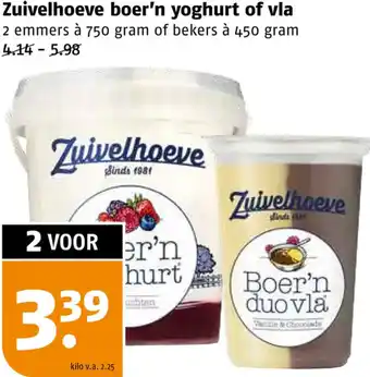 Poiesz Zuivelhoeve boer'n yoghurt of vla aanbieding