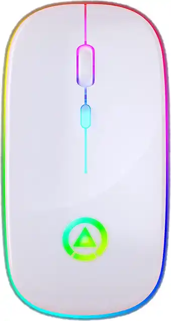 Bol.com Wireless Gaming mouse - Draadloze Gaming muis - Oplaadbare game muis - RGB - Led - Stille muis - Wit aanbieding