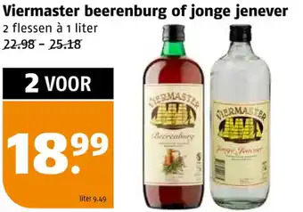 Poiesz Viermaster beerenburg of jonge jenever 1L aanbieding