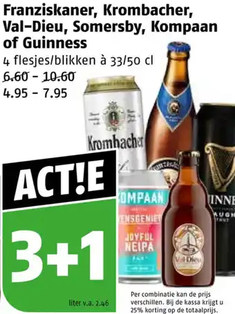 Poiesz Franziskaner, Krombacher, Val-Dieu, Somersby, Kompaan of Guinness aanbieding