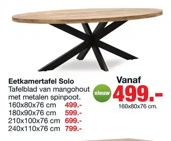 Budget Home Store Eettafel Solo ovaal 160cm aanbieding