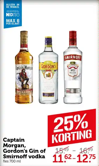 Coop Captain Morgan, Gordon's Gin of Smirnoff vodka aanbieding