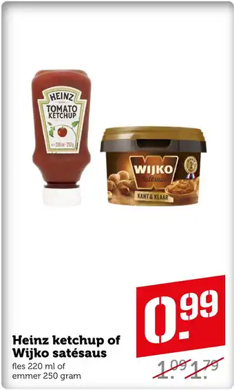 Coop Heinz ketchup of Wijko satésaus aanbieding