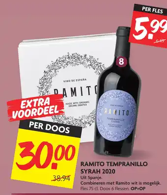 Dekamarkt RAMITO TEMPRANILLO SYRAH 2020 aanbieding