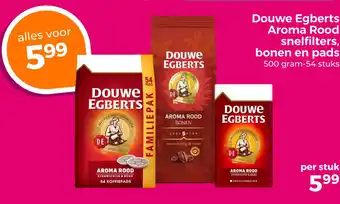 Trekpleister Douwe Egberts Aroma Rood snelfilters, bonen en pads aanbieding