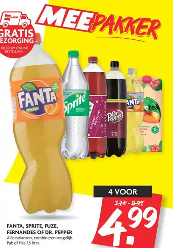 Dekamarkt FANTA, SPRITE, FUZE, FERNANDES OF DR. PEPPER aanbieding