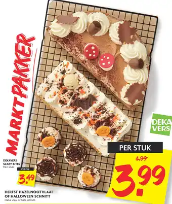 Dekamarkt HERFST HAZELNOOTVLAAI OF HALLOWEEN SCHNITT Halve vlaai of hele schnitt. aanbieding