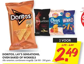 Dekamarkt DORITOS, LAY'S SENSATIONS, OVEN BAKED OF WOKKELS aanbieding