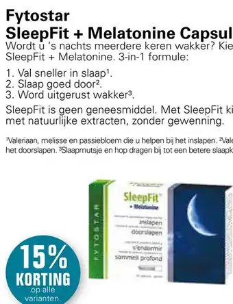 De Online Drogist Fytostar SleepFit + Melatonine Capsules aanbieding