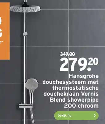 GAMMA Hansgrohe douchesysteem met thermostatische douchekraan Vernis Blend showerpipe 200 chroom aanbieding